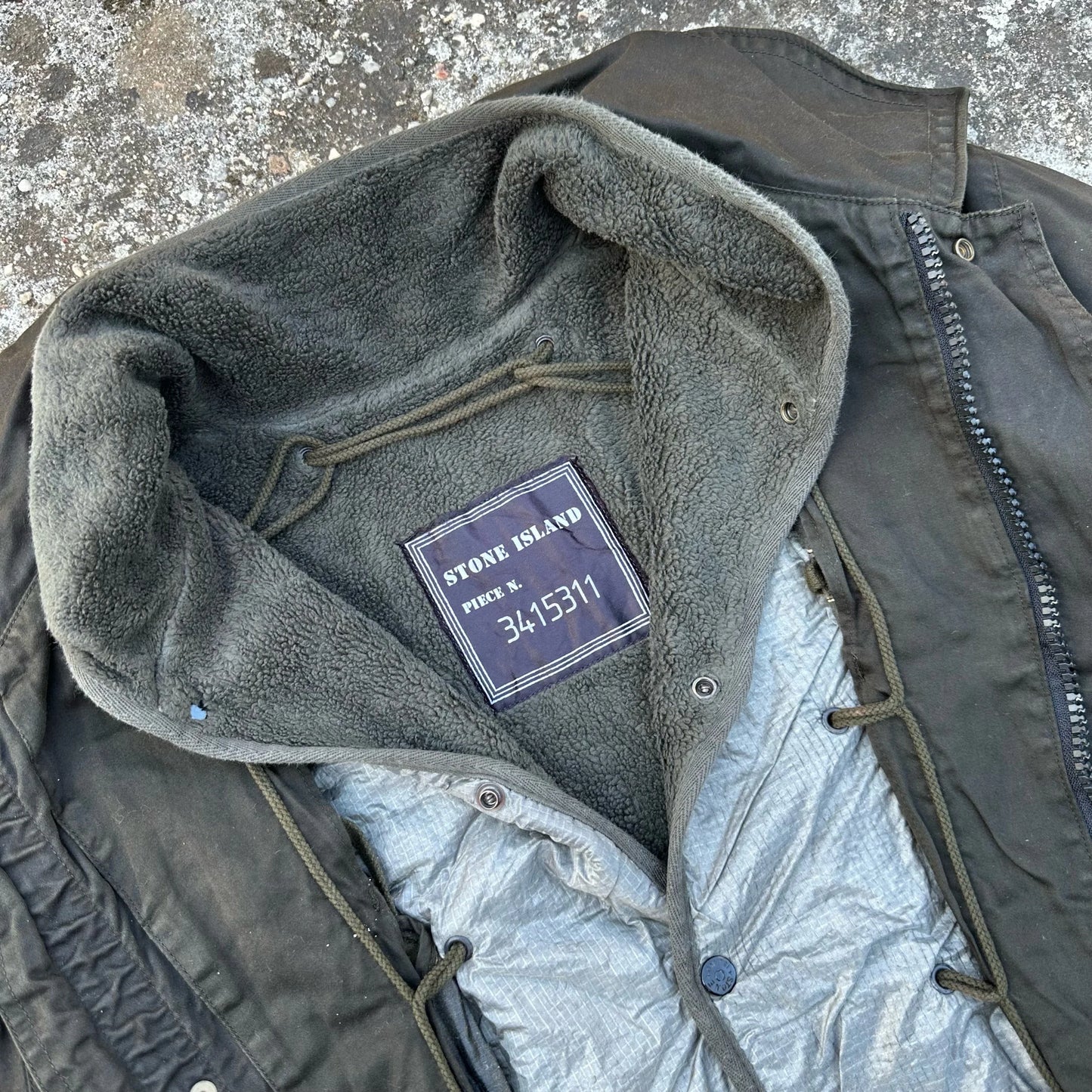 A/W1995 Charcoal Raso Gommato Dual Layer Multi Pocket Jacket