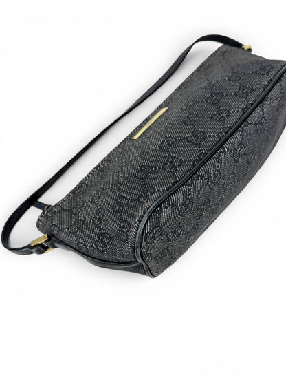 2000s Gucci Monogram Black/Grey Pochette Boat Bag | O/S, Multicoloured