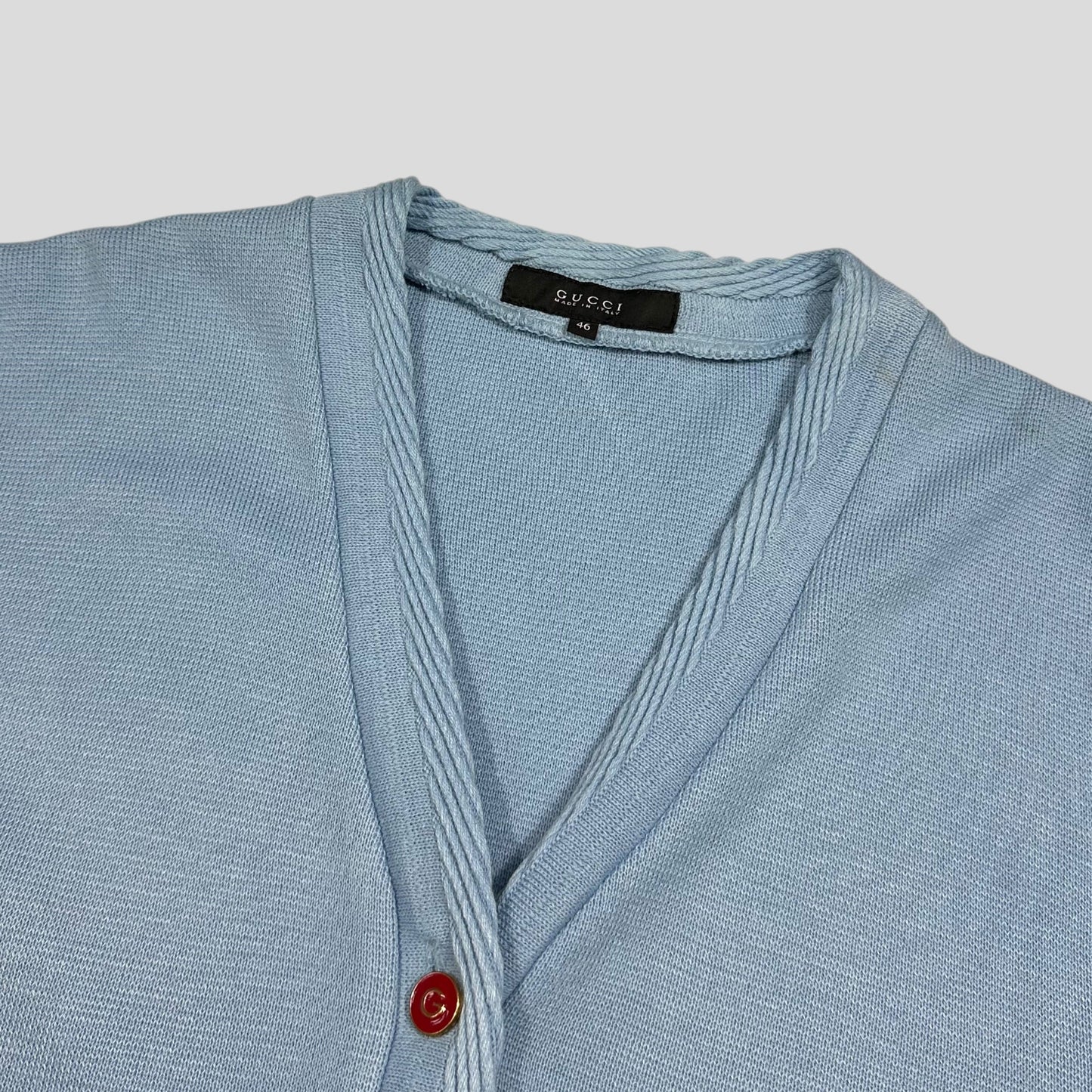 Gucci by Tom Ford 00’s Baby Blue Cable Knit Oversized Cardigan - M/L | Default Title, Blue
