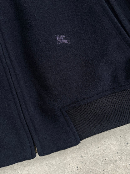 Burberry 1990s Pure Wool Check Logo Bomber Jacket - L/XL