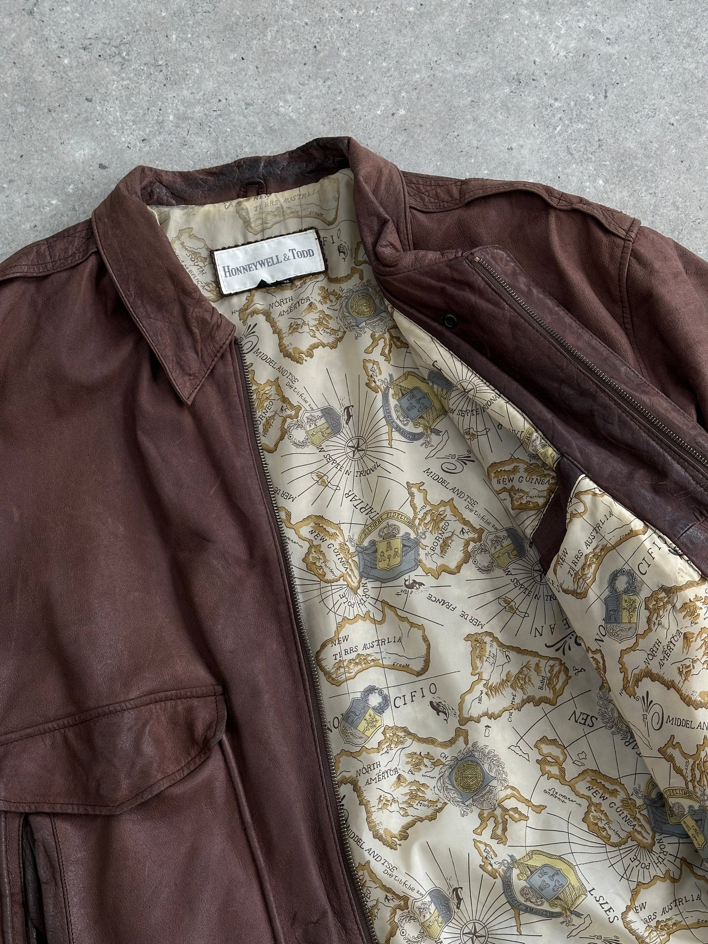 Vintage Leather Bomber Jacket - L/XL