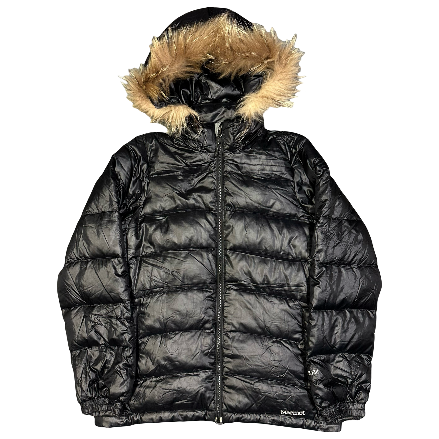 Marmot Fur Hood Puffer Jacket In Black ( L )