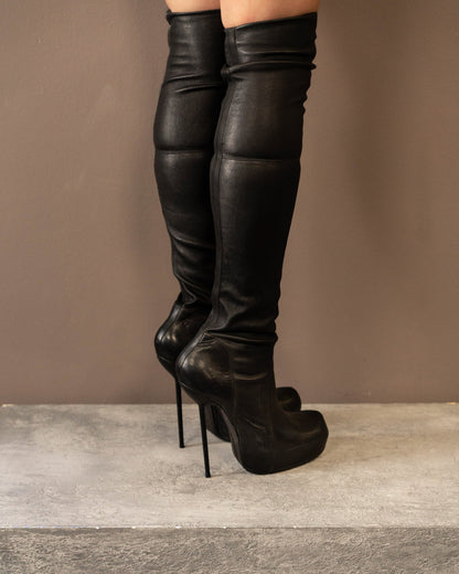 RICK OWENS STILETTO KNEE HIGH GLOVE BOOTS (EU 41)
