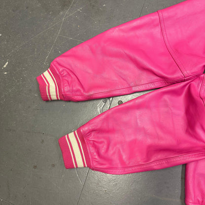 Avirex Icon Leather Jacket  In Pink (XL) | XL, Pink