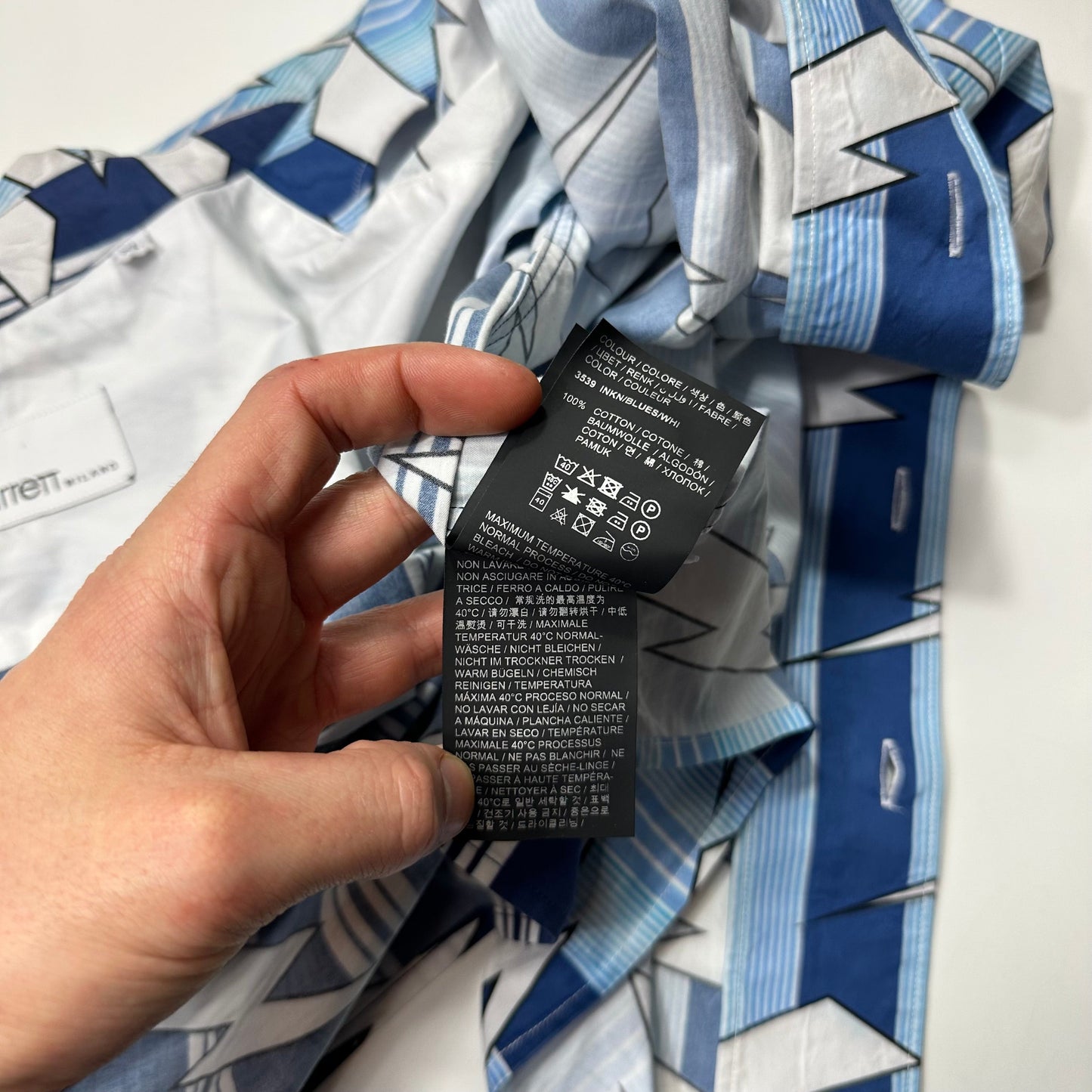 Neil Barrett 2023 Boxy Cuban Split Lightning Bolt Shirt - XL | Default Title, Blue and White
