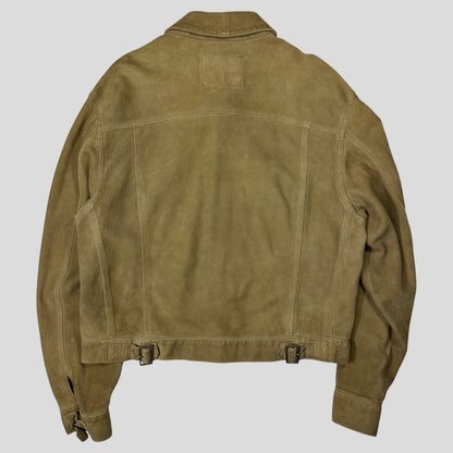 Gucci by Tom Ford 00’s Suede Leather Belted Boxy Trucker Jacket - IT52 | Default Title, Sandy Beige