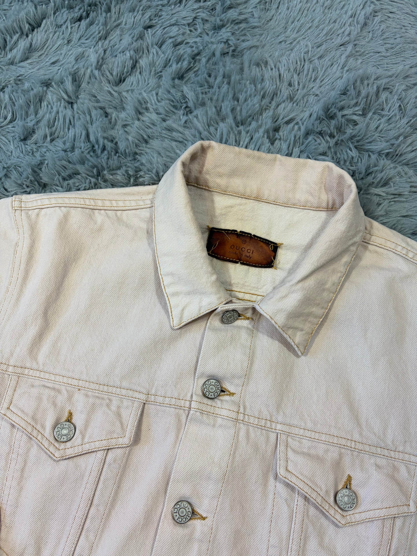 Gucci by Tom Ford 00’s Pale Pink Mens Trucker Jacket - IT52 | O/S, Pink