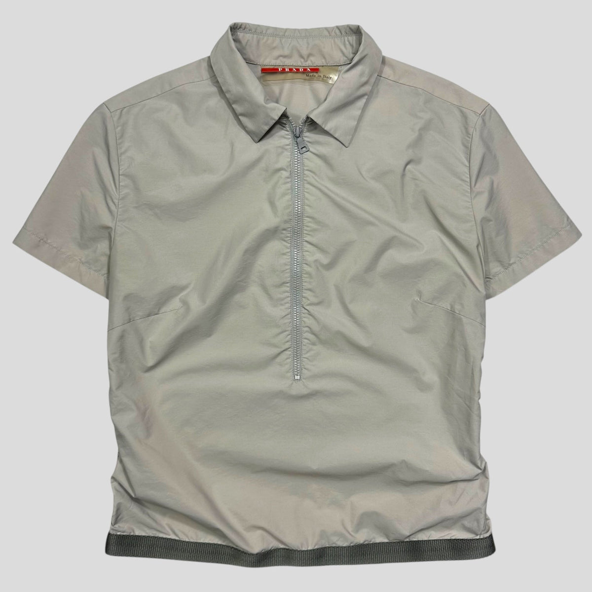 Prada Sport SS00 Mesh Panelled Gel Seam Nylon 1/2 Shirt - M | Grey