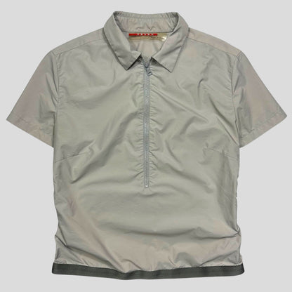 Prada Sport SS00 Mesh Panelled Gel Seam Nylon 1/2 Shirt - M | Grey