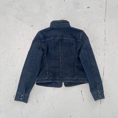 2000s armani jeans frayed blue denim jacket | Blue, Blue