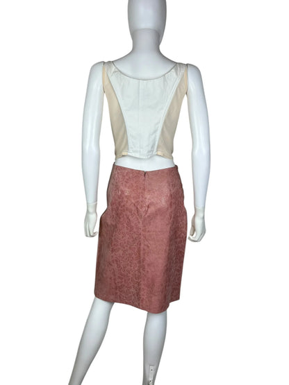 Hennes 1990s pink leather snakeskin skirt