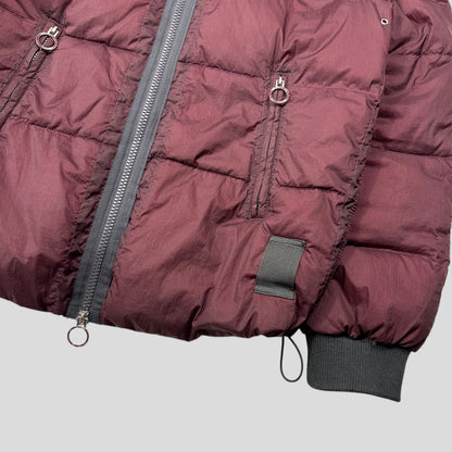 Armani Jeans 00’s Opaque Burgundy Nylon Down Puffer Jacket - L