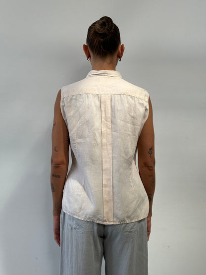 Max Mara Weekend Pure Linen Sleeveless Shirt - M/L