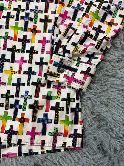 Versace VJC 90’s Rainbow Crosses Medusa Button Shirt - M (L/XL) | O/S, Gold