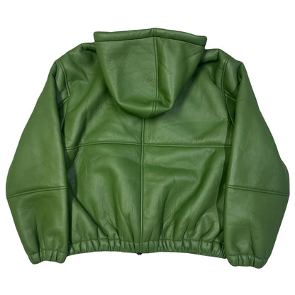 Stüssy Shearling Hooded Work Leather Jacket In Green ( XL )
