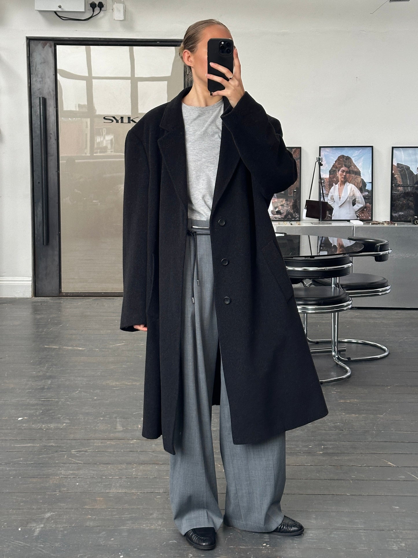 Vintage 1990s Cashmere Wool Concealed Placket Coat - XXL/XXXL