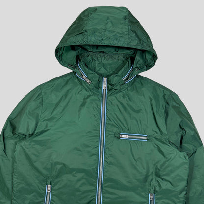 Prada Milano 2015 Emerald Contrast Zip Nylon Windbreaker | Medium, Green