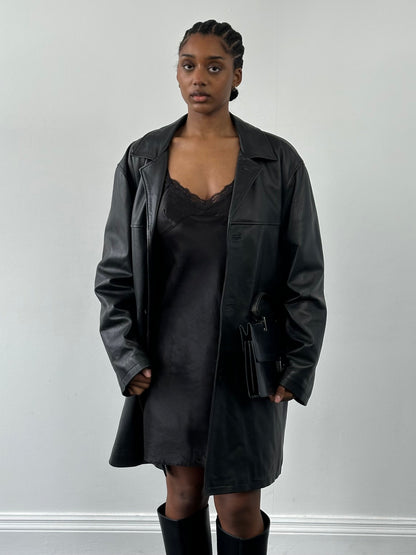 Conbipel 1990s Leather Trench Coat - XL