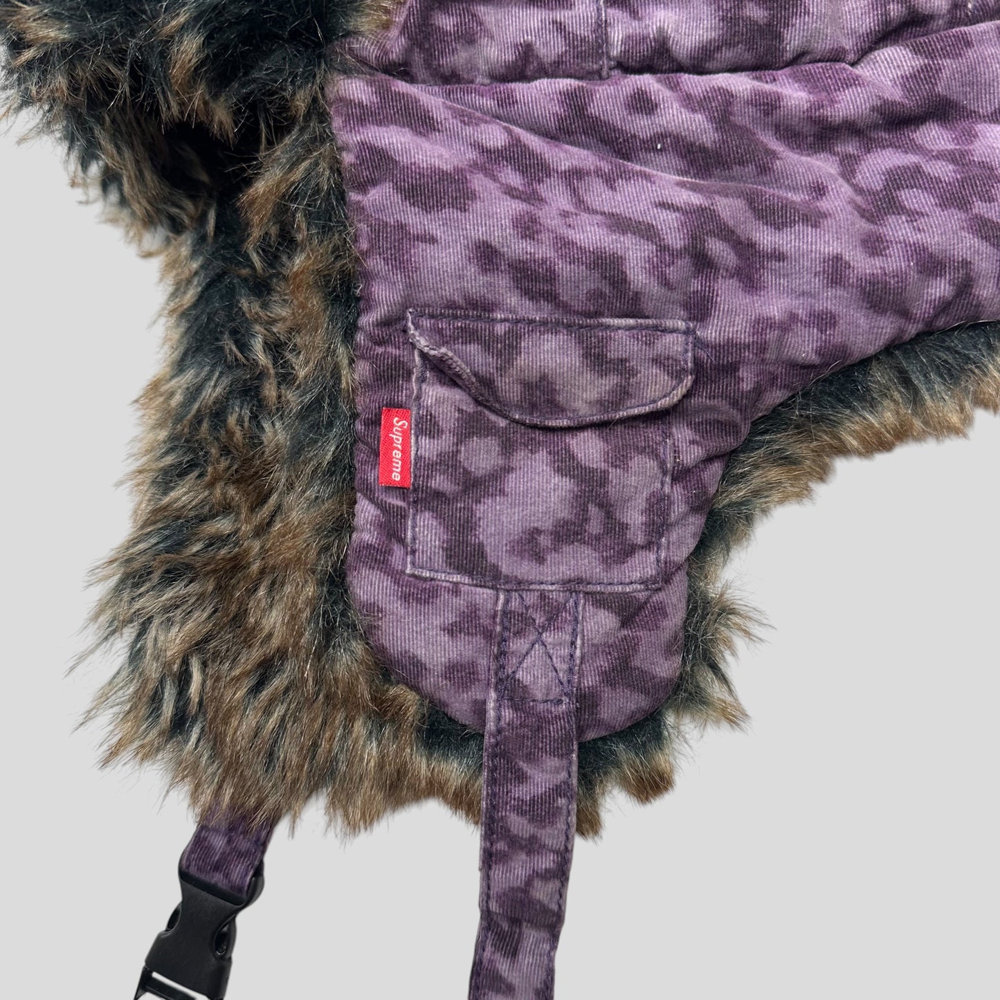 Supreme 2014 Liberty Leopard Corduroy Stash Pocket Trapper Hat | Default Title, Purple