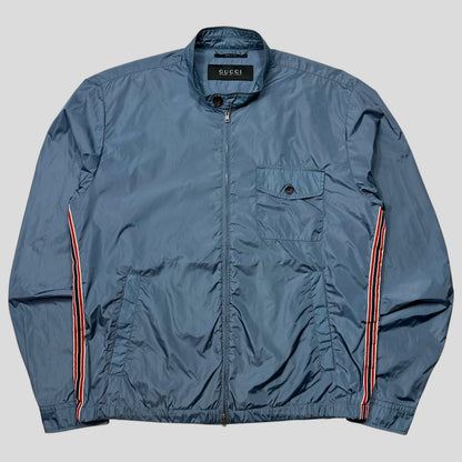 Gucci 2012 Baby Blue Stripe Seam Nylon Shimmer Jacket - IT52 (L) | Default Title, Blue