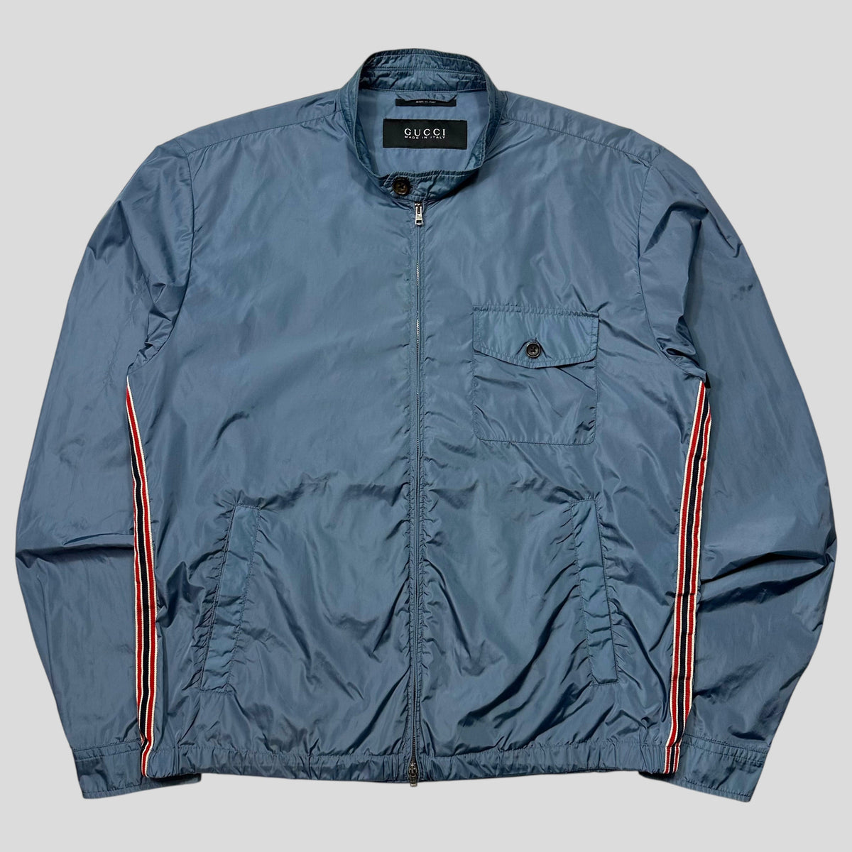 Gucci 2012 Baby Blue Stripe Seam Nylon Shimmer Jacket - IT52 (L)