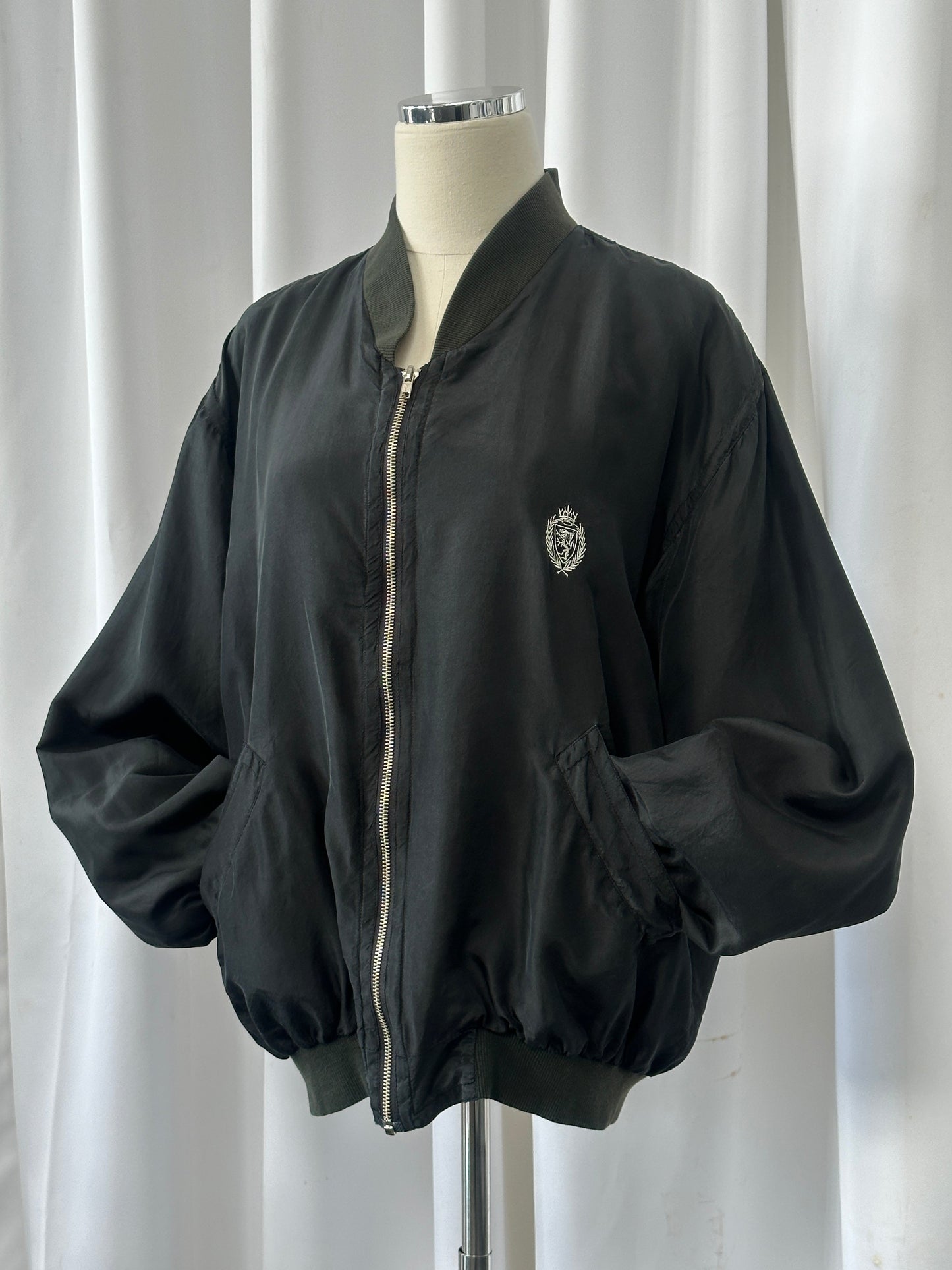 Vintage 1990s Pure Silk Bomber Jacket - M/L