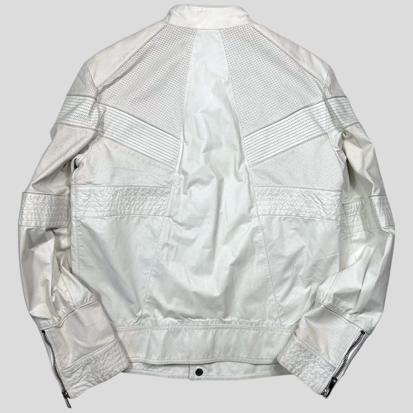 Gucci 2010 Nappa Leather Café Racer Perforated Panelled Biker Jacket - IT54 (L) | Default Title, White