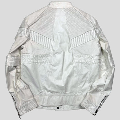 Gucci 2010 Nappa Leather Café Racer Perforated Panelled Biker Jacket - IT54 (L) | Default Title, White