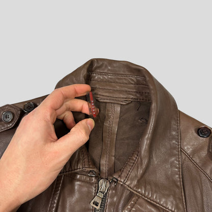 Prada Sport 00’s Brown Military Leather Modular Field Jacket - IT48 (S/M)