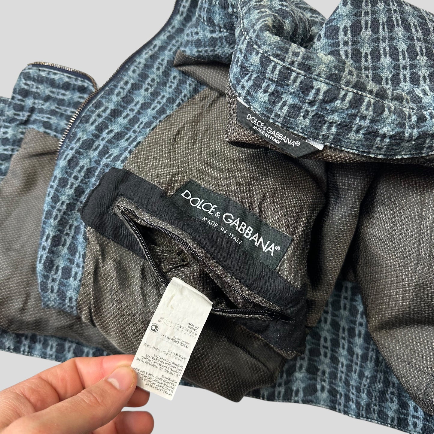 Dolce & Gabbana 00’s Psychedelic Barbed Wire CottonBiker Jacket - M | Default Title, Blue