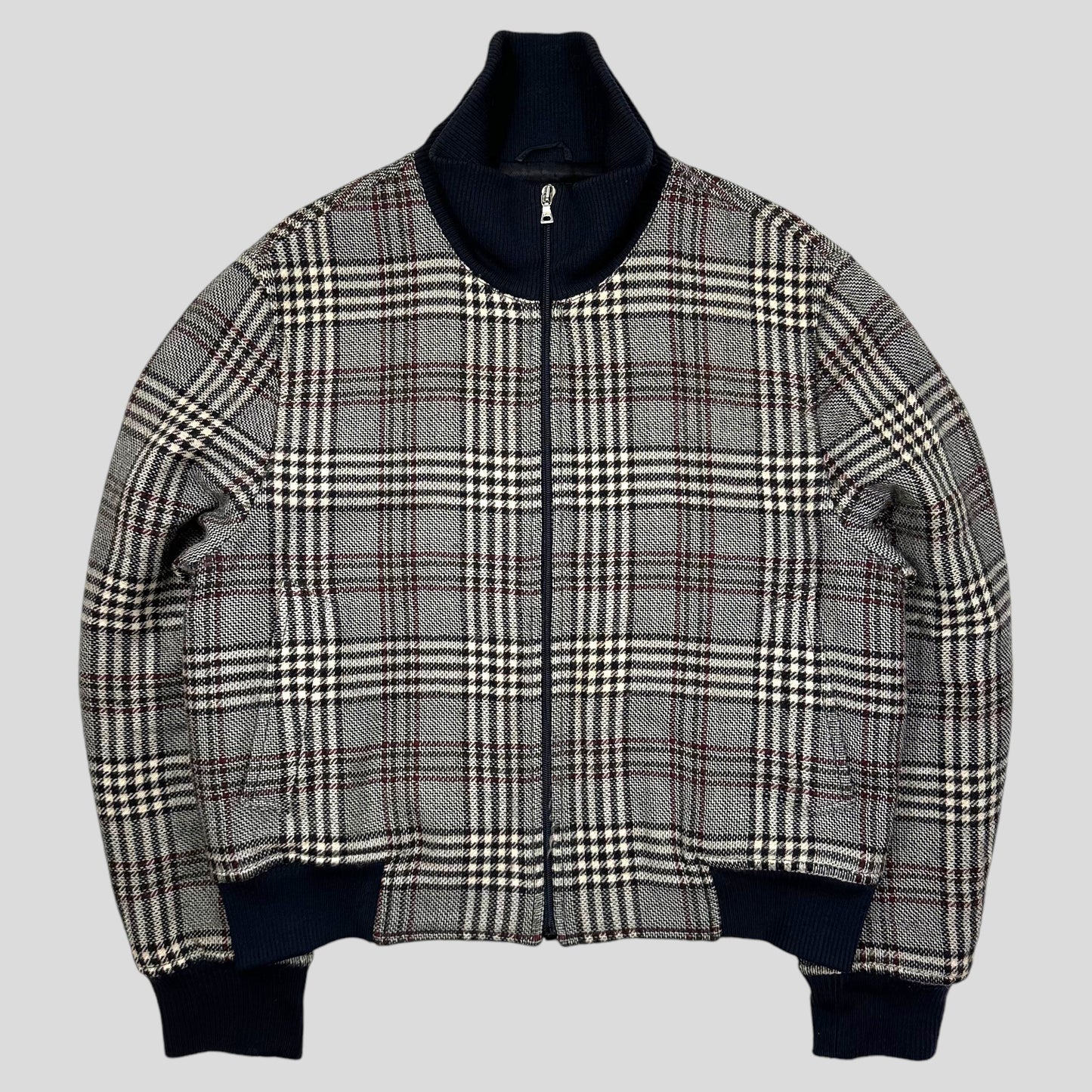 Prada Milano AW00 Virgin Wool Padded Plaid Boxy Jacket - L