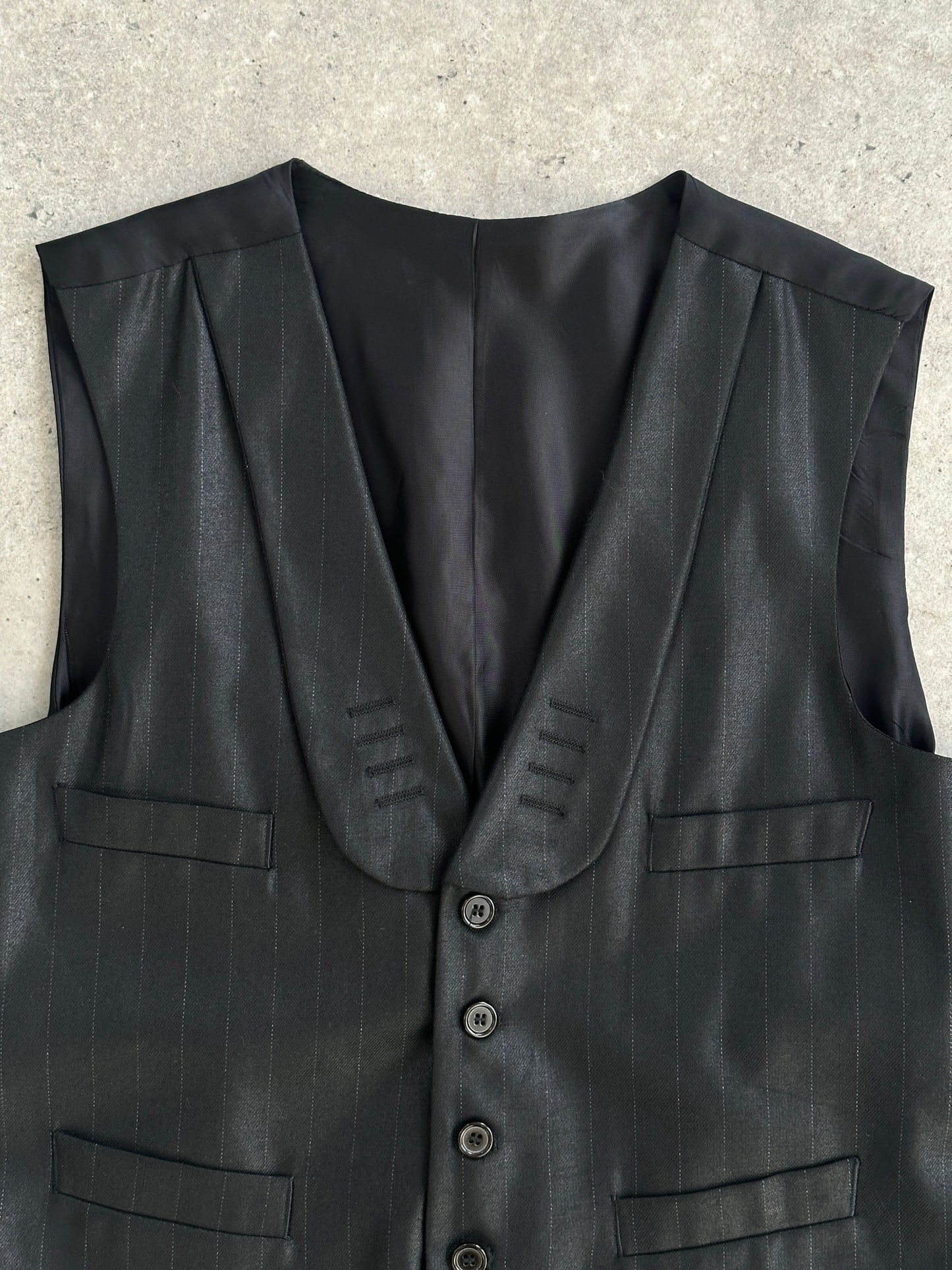 Vintage Tuxedo Stripe Tailored Waistcoat - 36R/M