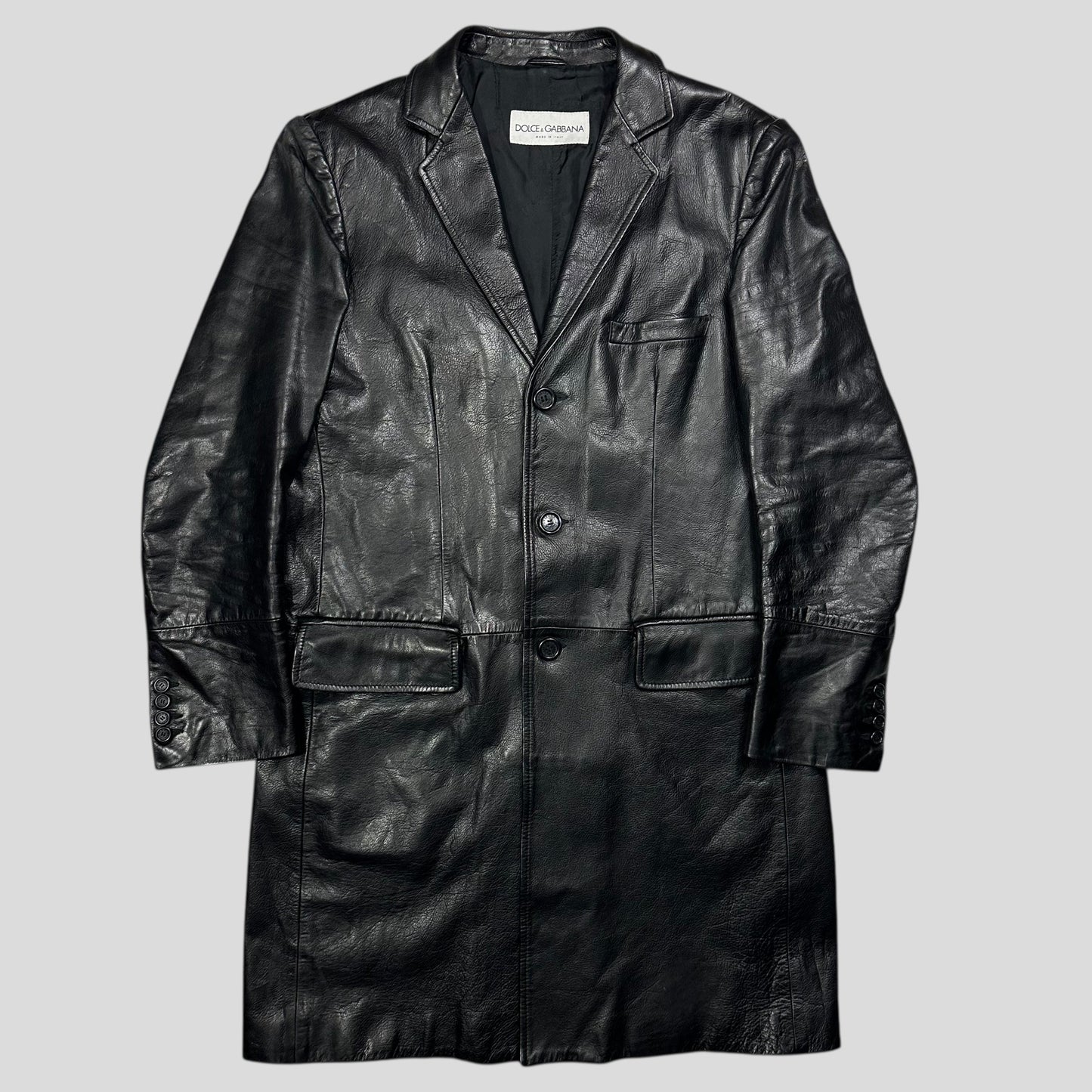 Dolce & Gabbana 00’s Leather Matrix Trench Coat Jacket - IT48 (M/L)