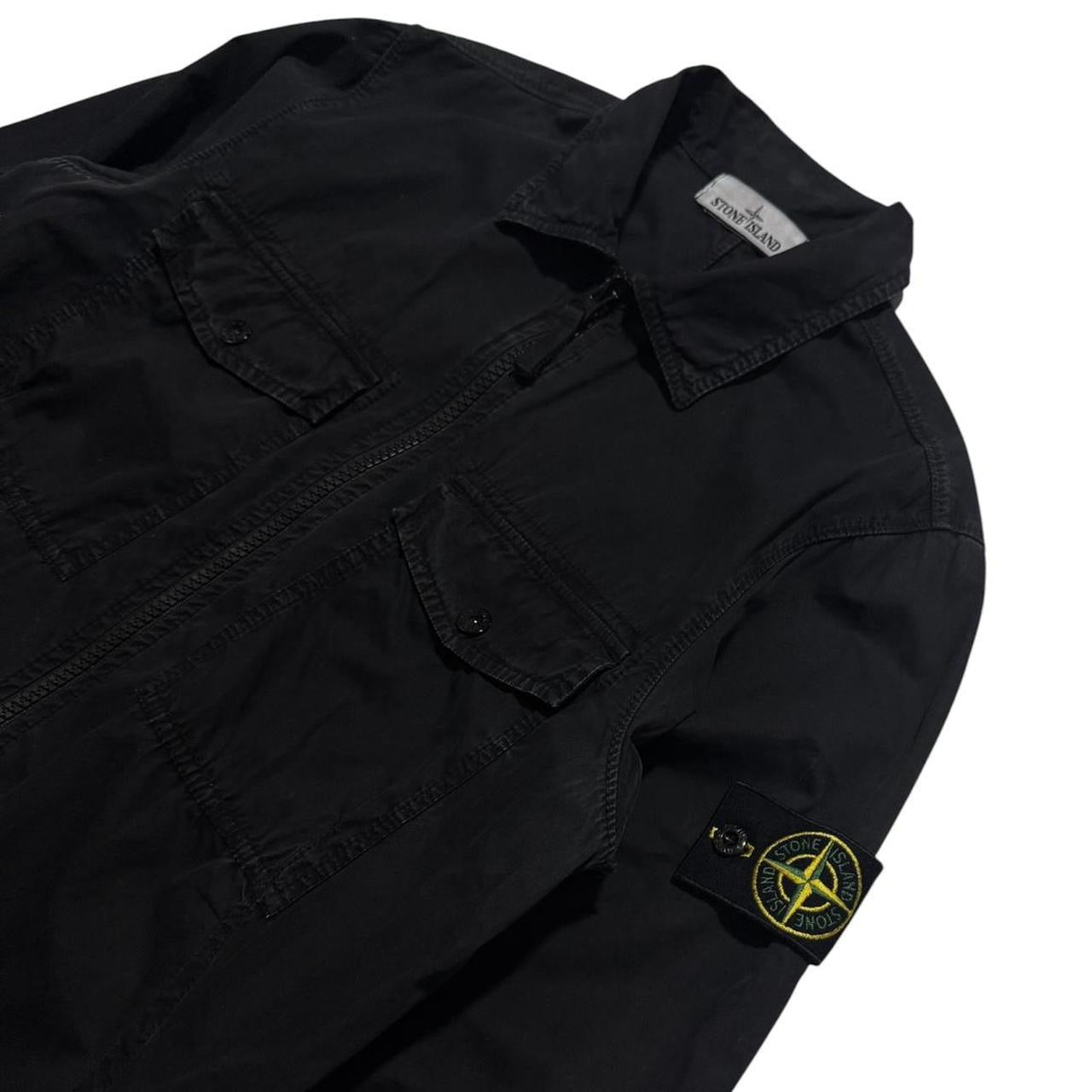 Stone Island Black Canvas Overshirt | Small, Black