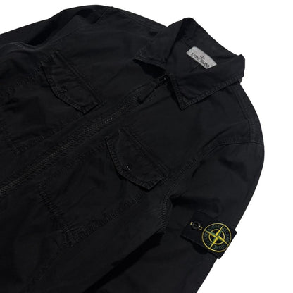 Stone Island Black Canvas Overshirt | Small, Black