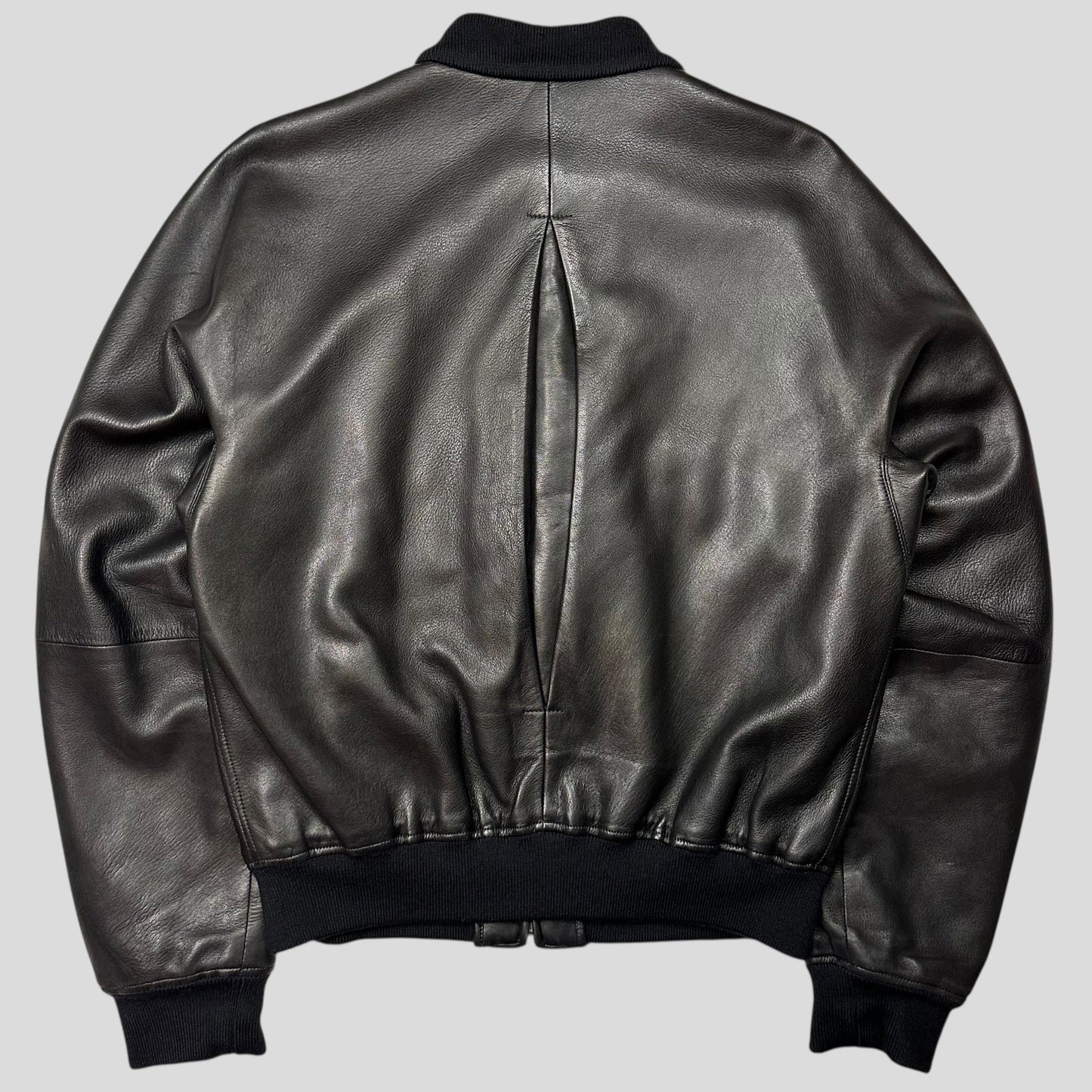 Gucci by Tom Ford FW03 Leather + Silk Pleated Padded Flight Jacket - IT50 (M/L) | Default Title, Black