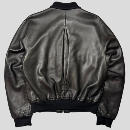 Gucci by Tom Ford FW03 Leather + Silk Pleated Padded Flight Jacket - IT50 (M/L) | Default Title, Black