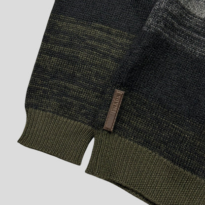 Prada Sport 2006 Striped Mohair Alternating Texture Leather Logo Knit Jumper - S