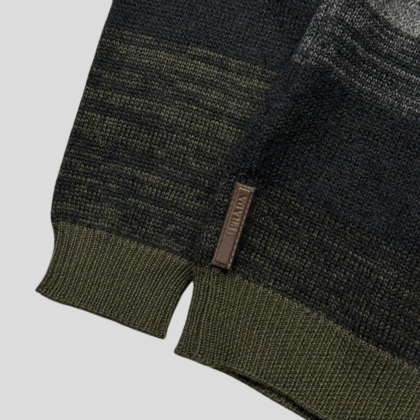 Prada Sport 2006 Striped Mohair Alternating Texture Leather Logo Knit Jumper - S | Default Title, Multicoloured