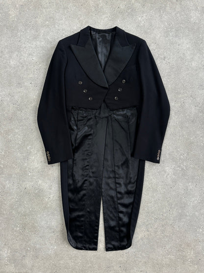 Vintage 1960s Wool Double Breasted Tuxedo Tailcoat Blazer - M