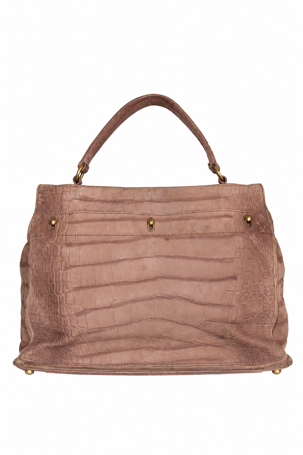 Yves Saint Laurent Muse Two Croc Effect Deerskin Satchel | O/S, Pink