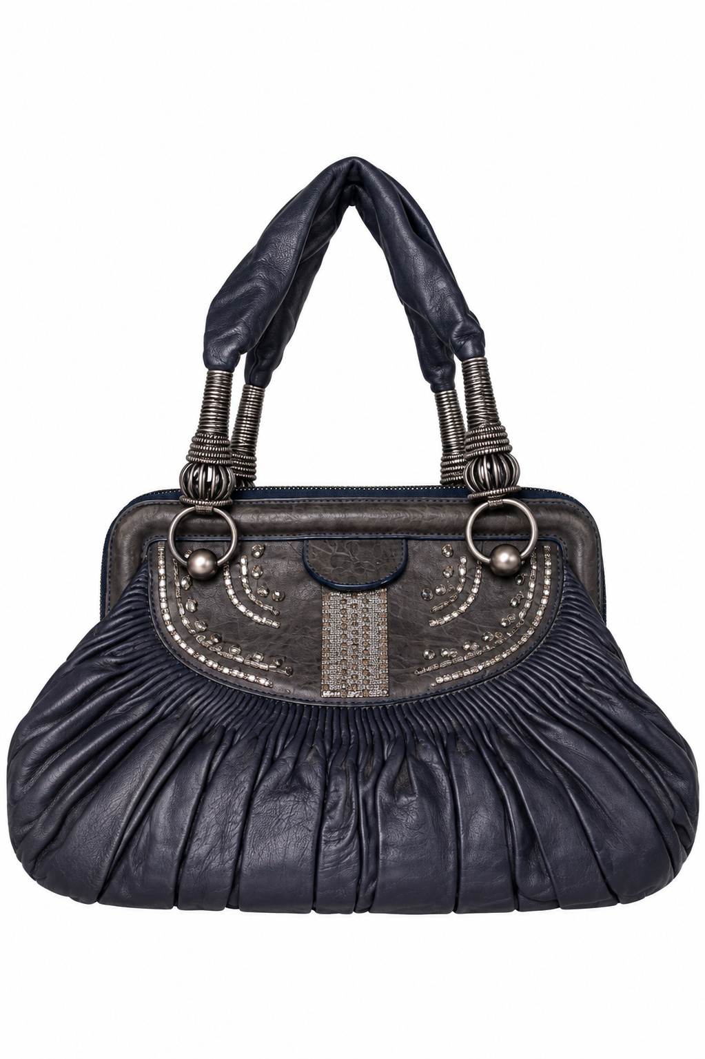2007 Dior By Galliano Le Plisse Leated Leather Basket Bag | O/S, Navy