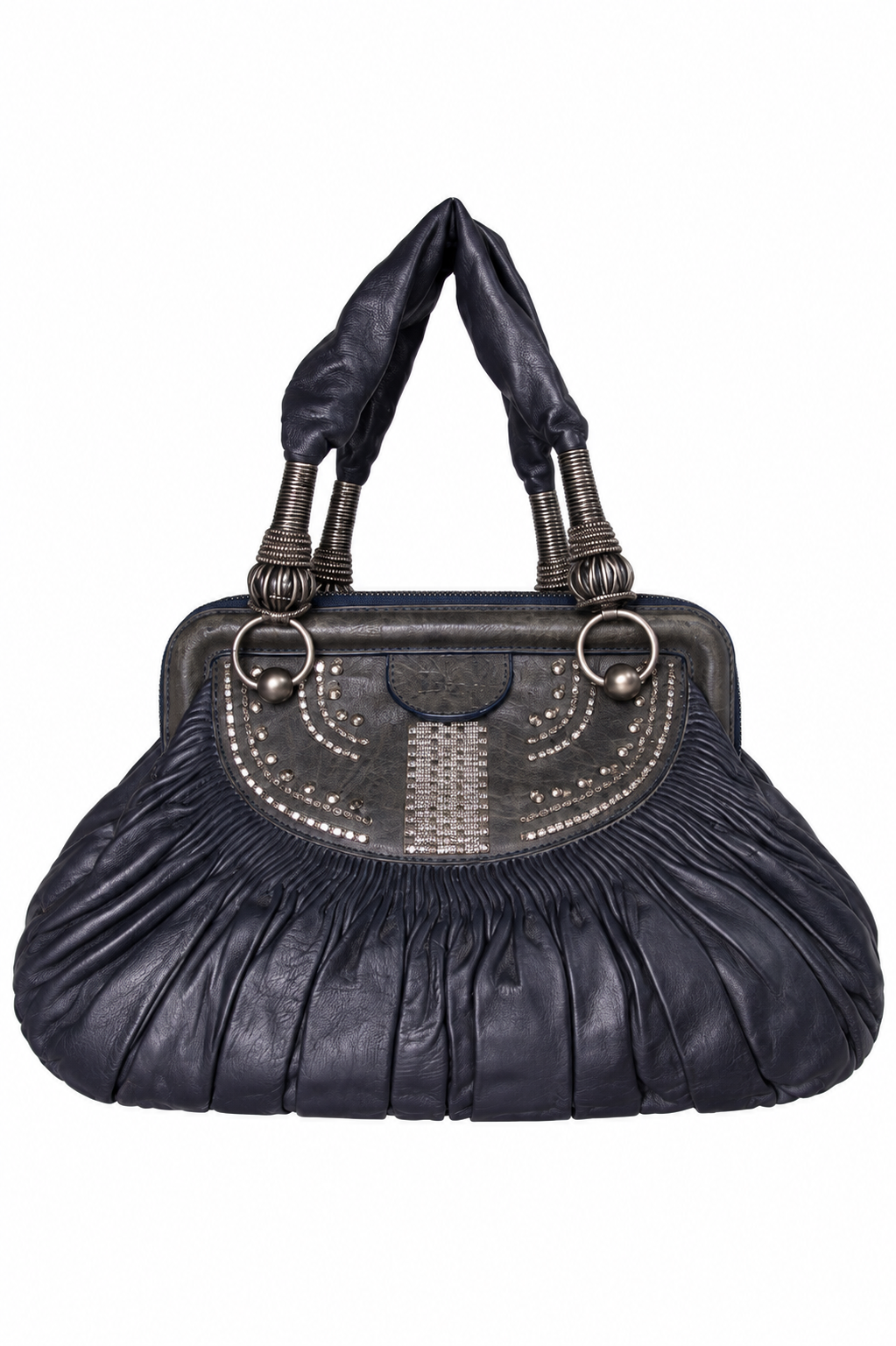 2007 Dior By Galliano Le Plisse Leated Leather Basket Bag | O/S, Navy