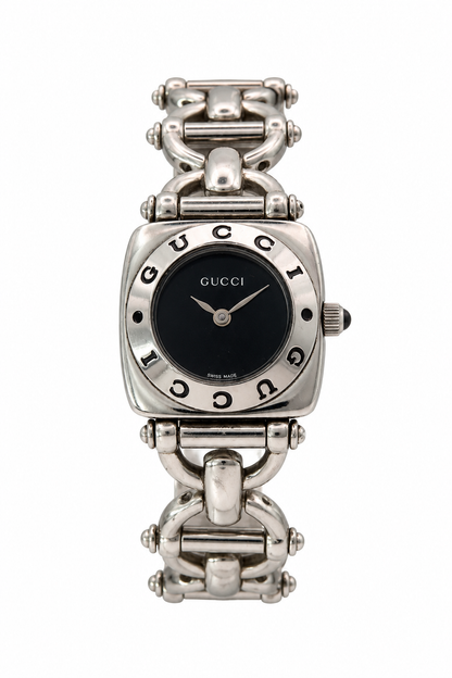 1999 Gucci 6400 L Quartz Black Dial Horse-Bit steel Watch (1525-GUC-L). LWM864 | O/S, Black