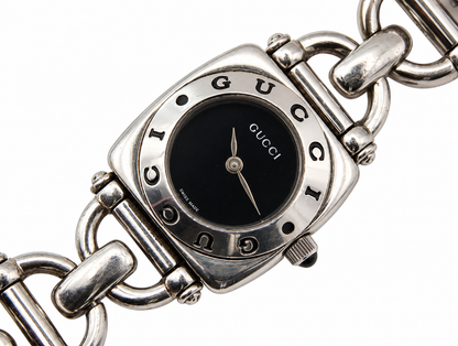 1999 Gucci 6400 L Quartz Black Dial Horse-Bit steel Watch (1525-GUC-L). LWM864 | O/S, Black