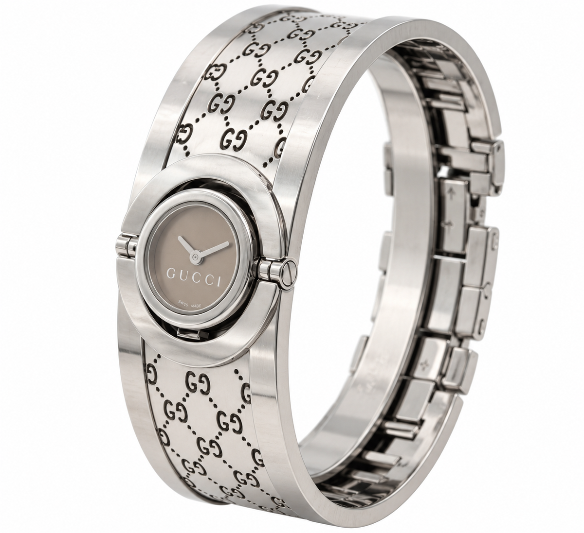 Gucci 112 Bangle Watch Silver-Tone Quartz (1523-GUC-L). LWM864 | O/S