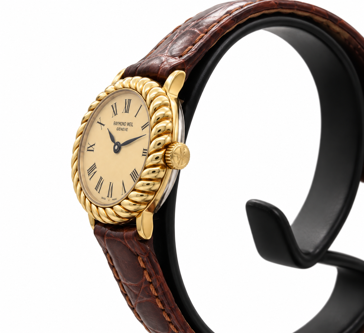 Raymond Weil Genève 683 Champagne Manual Wind Watch (777-RAY-L). LWM864 | O/S, Champagne, Gold, Brown