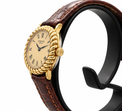 Raymond Weil Genève 683 Champagne Manual Wind Watch (777-RAY-L). LWM864 | O/S, Champagne, Gold, Brown