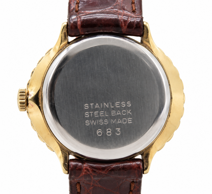 Raymond Weil Genève 683 Champagne Manual Wind Watch (777-RAY-L). LWM864 | O/S, Champagne, Gold, Brown
