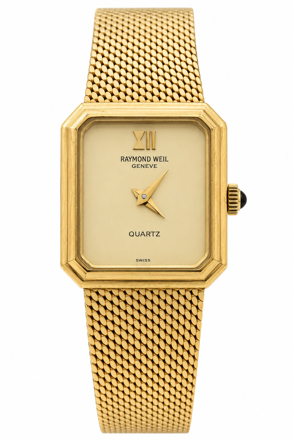 1980s Raymond Weil 9522 Champagne Dial Gold-Tone Mesh Bracelet Watch(754-RAY-L). LWM864 | O/S